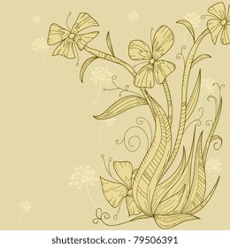 Abstract flower background hand draw. Vector illustration.