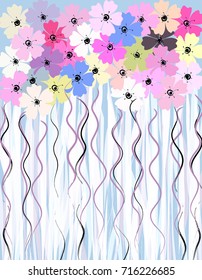 abstract flower background, illustration with strokes and splashes