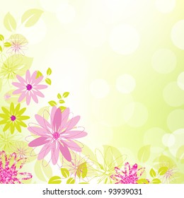 Abstract Flower Background With Leaf, Vector Illustration