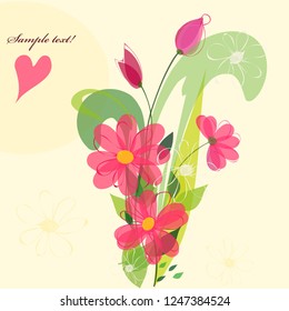 Abstract  flower background. Retro card.