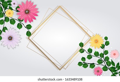 Abstract Flower Background Template with Empty Frame. Vector Illustration EPS10