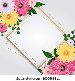 Abstract Flower Background Template with Empty Frame. Vector Illustration EPS10