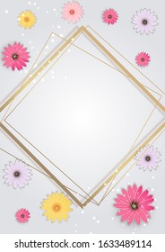Abstract Flower Background Template with Empty Frame. Vector Illustration EPS10