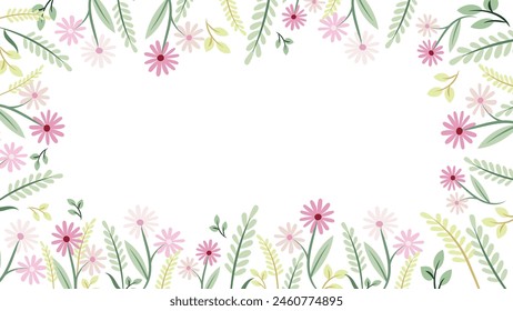 Abstract flower background vector design floral border frame