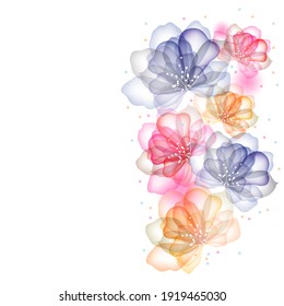 Abstract flower background vector with pink, blue and orange colors for backgrounds or design templates