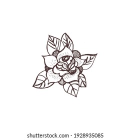 Pancarta de flores abstracta. Esbozo de una flor. Ilustración vectorial perfecta para tarjetas de felicitación, invitaciones a fiestas, afiches, pegatinas, ropa. Concepto de tatuaje