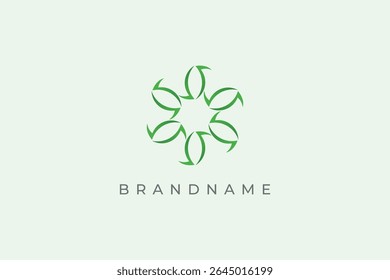 Abstract Flower beauty wellness and spa logo. Cosmetic icon design vector template. Green abstract flower template.