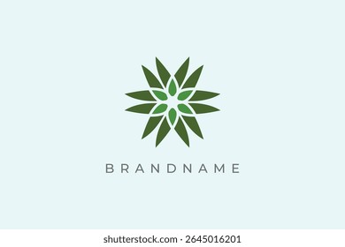 Abstract Flower beauty wellness and spa logo. Cosmetic icon design vector template. Green abstract flower template.