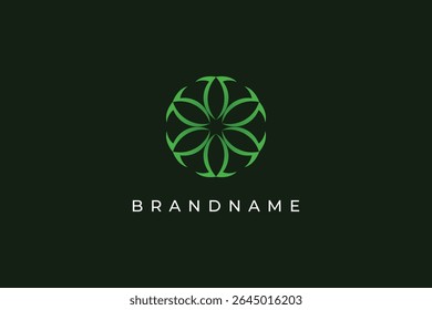 Abstract Flower beauty wellness and spa logo. Cosmetic icon design vector template. Green abstract flower template.