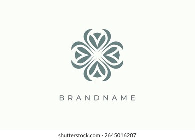 Abstract Flower beauty wellness and spa logo. Cosmetic icon design vector template. Green abstract flower template.
