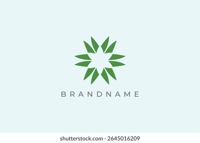 Abstract Flower beauty wellness and spa logo. Cosmetic icon design vector template. Green abstract flower template.