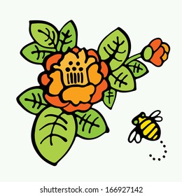Abstract flower and bee.