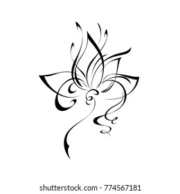 abstract flower in black lines on a white background