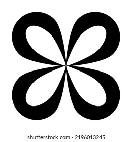 Abstract flower black silhouette. Shape icon illustration isolated on white background. Vector EPS 10