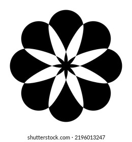 Silueta negra de flor abstracta. Ilustración de icono de forma aislada en fondo blanco. EPS vectorial 10