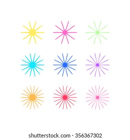 Abstract flower bloom with colorful set on white background, vector illustration