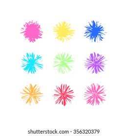 Abstract flower bloom set with colorful on white background, vector illustration