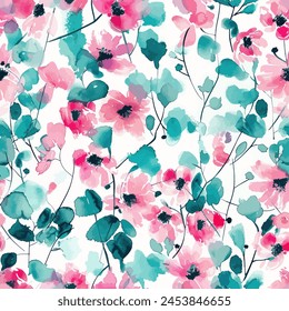 Abstract flower blooming design. Beautiful floral pattern in small. Small colorful tiny flowers. Grunge textured abstract art vector  with flower and plants in watercolor style.