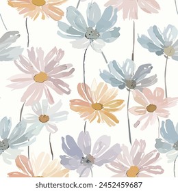 Abstract flower blooming design. Pattern with floral seamless. Grunge textured abstract art vector  with flower and plants in watercolor style.