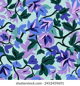 Abstract flower blooming design. Pattern with floral seamless. Grunge textured abstract art vector  with flower and plants in watercolor style.