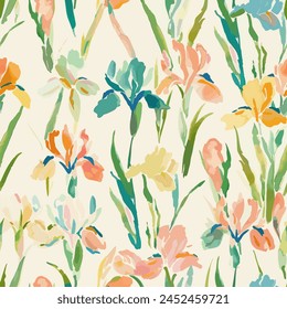 Abstract flower blooming design. Pattern with floral seamless. Grunge textured abstract art vector  with flower and plants in watercolor style.