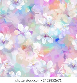 Abstract flower blooming design. Pattern with floral seamless. Grunge textured abstract art vector  with flower and plants in watercolor style.