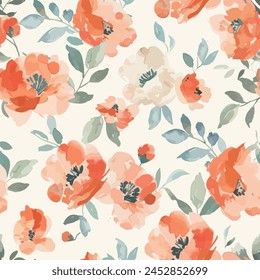 Abstract flower blooming design. Pattern with floral seamless. Grunge textured abstract art vector  with flower and plants in watercolor style.