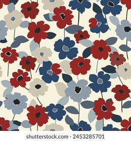 Abstract flower blooming design. Pattern with floral seamless. Grunge textured abstract art vector  with flower and plants in watercolor style.