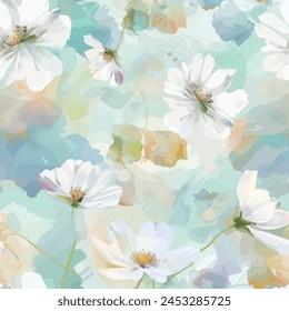 Abstract flower blooming design. Pattern with floral seamless. Grunge textured abstract art vector  with flower and plants in watercolor style.