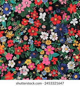 Abstractas diseño floral floreciente. Patrón con flores sin costuras. Vector de arte abstracto con textura de grunge con flores y plantas en estilo acuarela.