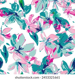 Abstract flower blooming design. Pattern with floral seamless. Grunge textured abstract art vector  with flower and plants in watercolor style.