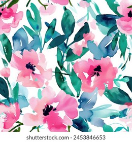 Abstract flower blooming design. Pattern with floral seamless. Grunge textured abstract art vector  with flower and plants in watercolor style.