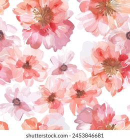 Abstract flower blooming design. Pattern with floral seamless. Grunge textured abstract art vector  with flower and plants in watercolor style.