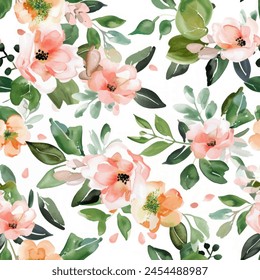 Abstract flower blooming design. Pattern with floral seamless. Grunge textured abstract art vector  with flower and plants in watercolor style.