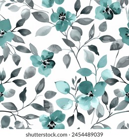 Abstractas diseño floral floreciente. Patrón con flores sin costuras. Vector de arte abstracto con textura de grunge con flores y plantas en estilo acuarela.