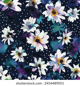 Abstract flower blooming design. Pattern with floral seamless. Grunge textured abstract art vector  with flower and plants in watercolor style.