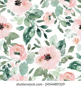 Abstract flower blooming design. Pattern with floral seamless. Grunge textured abstract art vector  with flower and plants in watercolor style.