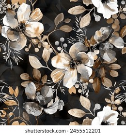 Abstract flower blooming design. Pattern with floral seamless. Grunge textured abstract art vector  with flower and plants in watercolor style.