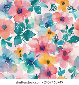 Abstract flower blooming design. Pattern with floral seamless. Grunge textured abstract art vector  with flower and plants in watercolor style.
