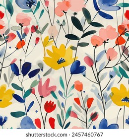 Abstract flower blooming design. Pattern with floral seamless. Grunge textured abstract art vector  with flower and plants in watercolor style.