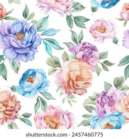 Abstract flower blooming design. Pattern with floral seamless. Grunge textured abstract art vector  with flower and plants in watercolor style.