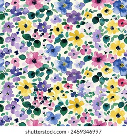 Abstract flower blooming design. Pattern with floral seamless. Grunge textured abstract art vector  with flower and plants in watercolor style.