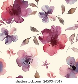 Abstract flower blooming design. Pattern with floral seamless. Grunge textured abstract art vector  with flower and plants in watercolor style.