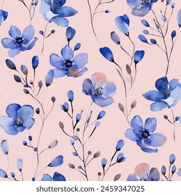 Abstract flower blooming design. Pattern with floral seamless. Grunge textured abstract art vector  with flower and plants in watercolor style.