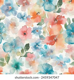 Abstract flower blooming design. Pattern with floral seamless. Grunge textured abstract art vector  with flower and plants in watercolor style.