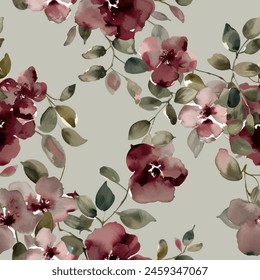 Abstract flower blooming design. Pattern with floral seamless. Grunge textured abstract art vector  with flower and plants in watercolor style.