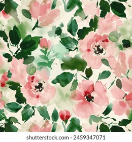 Abstract flower blooming design. Pattern with floral seamless. Grunge textured abstract art vector  with flower and plants in watercolor style.