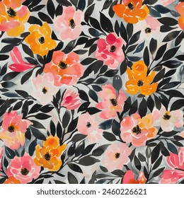 Abstract flower blooming design. Pattern with floral seamless. Grunge textured abstract art vector  with flower and plants in watercolor style.