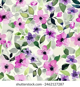 Abstractas diseño floral floreciente. Patrón con flores sin costuras. Vector de arte abstracto con textura de grunge con flores y plantas en estilo acuarela.