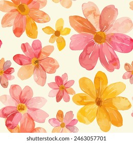 Abstract flower blooming design. Pattern with floral seamless. Grunge textured abstract art vector  with flower and plants in watercolor style.